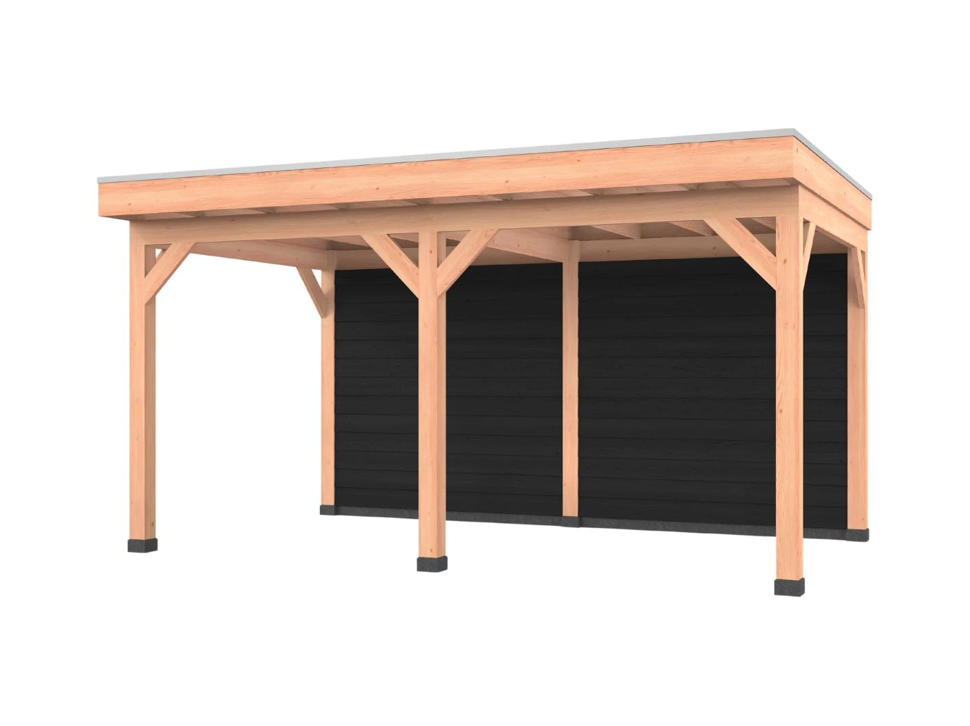 Douglas overkapping, 500 x 300, met zwarte achterwand, Westwood Comfort Green - Afbeelding 1